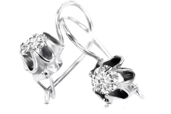 Argent sterling 925 925 Zircon des boucles d'oreilles vec013s Russe Soviétique URSS Bijoux vintage Art Deco style
